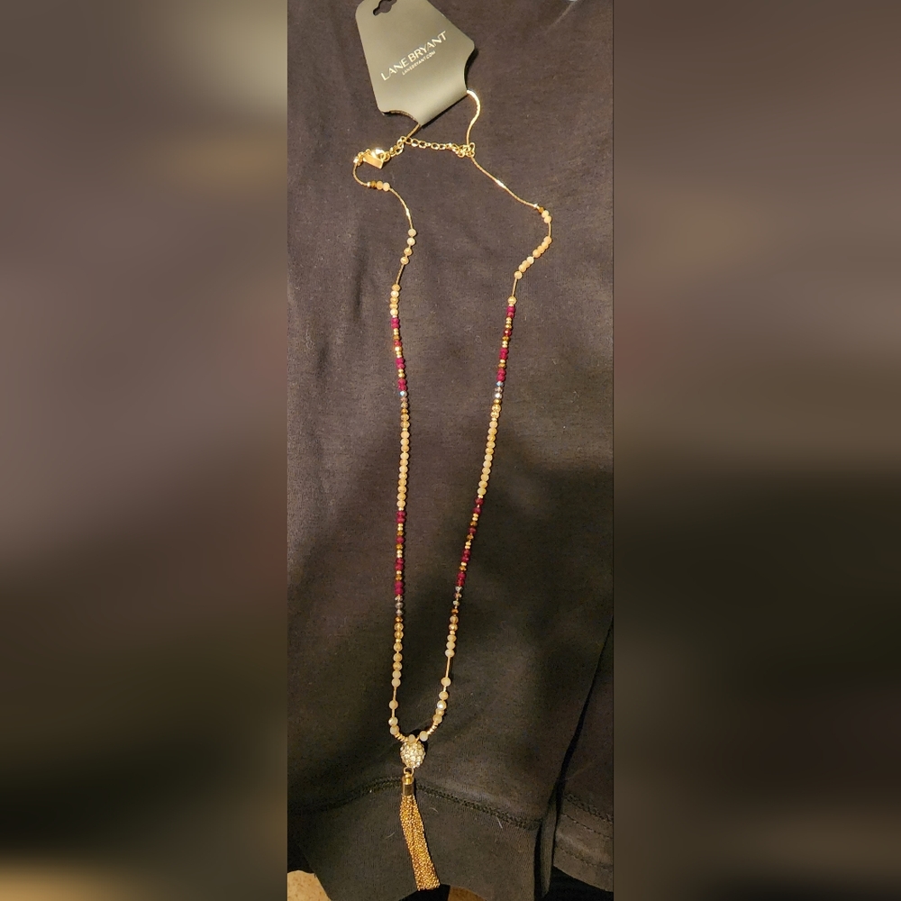Lane Bryant Long Maroon/Gold Necklace